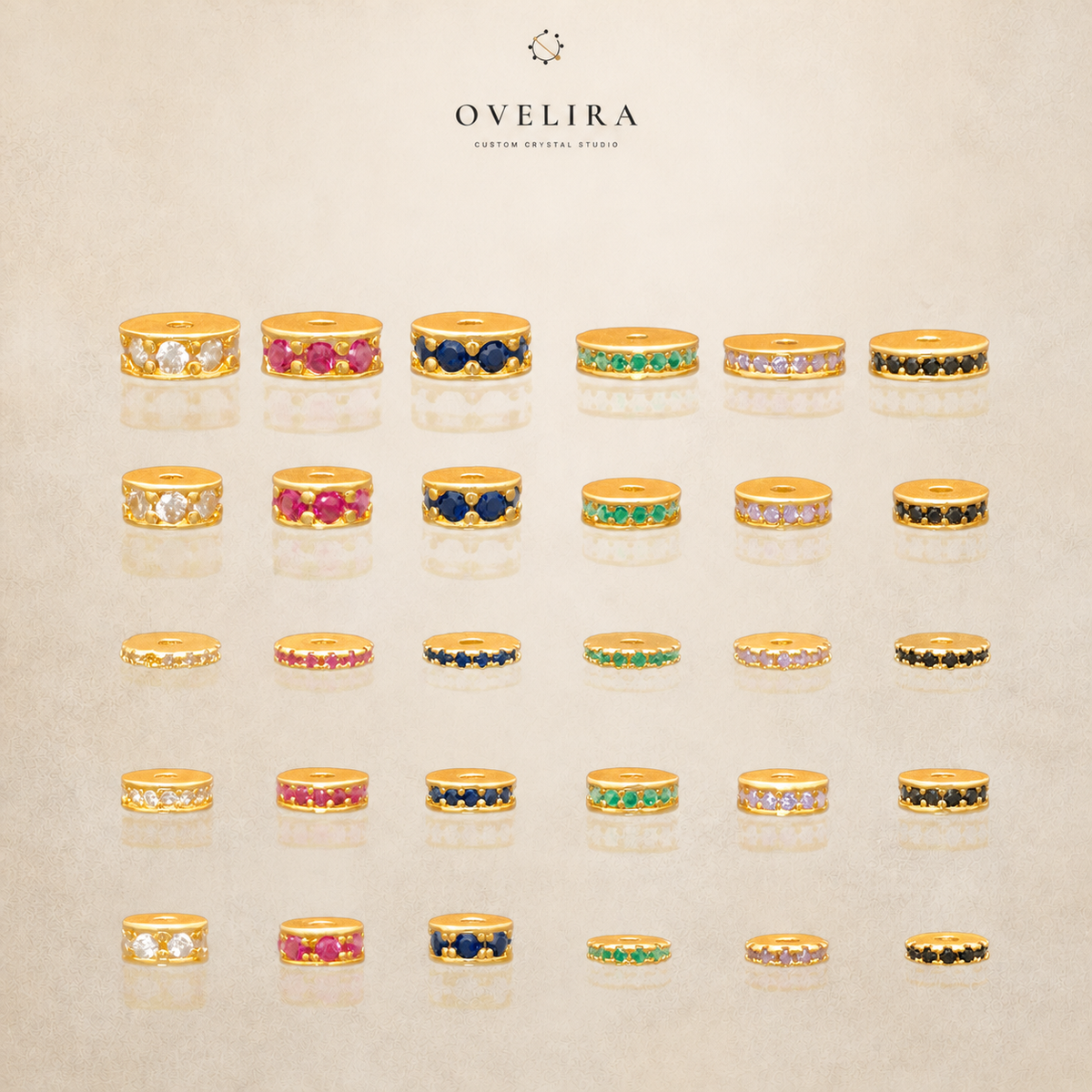 Gold multicolor gemstone spacers for custom bracelets
